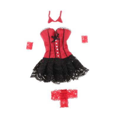 1/6 Scale Female Doll Dress Set for 12cm Action Figures, Night Outfit with Lace Sleeves, Headband & Shorts, Elegant Cosplay Clothes- Black
