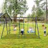 6-in-1 Heavy-Duty Swing Set for Backyard  Kids Climbing Ladder, Net, Glider, Hammock, Belt Swing & Basketball Hoop  Safe & Sturdy Steel Frame view 2