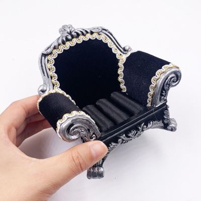 1:12 Black Victorian Sofa, Dollhouse Miniature Furniture, Home Decoration Ornament (Small)
