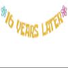 16 Years Later Banner - Cheers to 16 Years, Yellow Sponge Theme Cartoon 16th Birthday Anniversary Decorations Gold Glitter view 1
