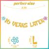 16 Years Later Banner - Cheers to 16 Years, Yellow Sponge Theme Cartoon 16th Birthday Anniversary Decorations Gold Glitter view 2