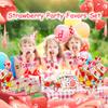206 Pcs Cute Strawberry Party Favors Set Includes Wood Painting Crafts, Brushes, Stickers, Tattoos, Slap Bracelets, Gift Bags, Keychains&Pendant Strawberry Themed Party Supplies for Birthday Shower view 2