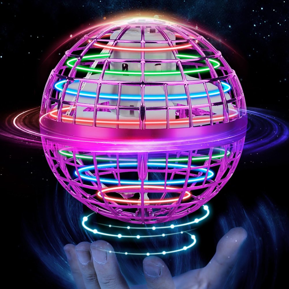 Junywell 2025 Flying Orb Ball Toy, Hover Boomerang Fly Fidget Spinner, Cool Toys Gifts for 6 7 8 9 10 11 12+ Years Old boy Girls Teens, Hand Mini Drone Cosmic Globe, Indoor Outdoor Toys Purple