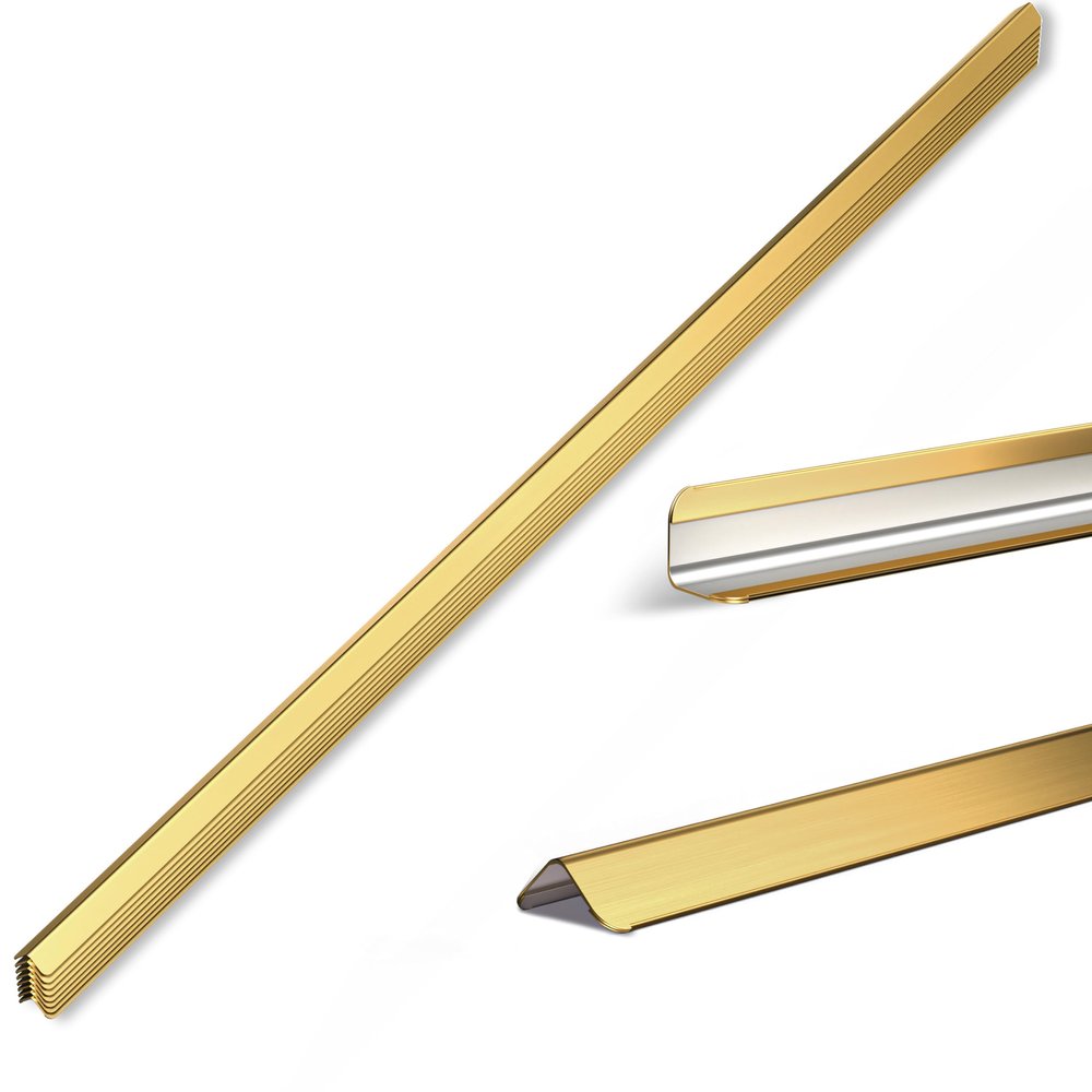 0.5x0.5x48 Inches 304 Stainless Steel Golden Wall Corner Guards (10-Pack) Heavy Duty Rounded Corner Protector, Smooth Folded Edge Design for Wall Protection (No adhesives