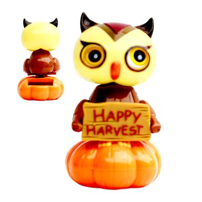 Dashboard Figurines - Pumpkin Owl Solar-Powered Dancing Figure, Spooky Shaking Motion, Vibrant Movement | Festive Seasonal Ornament Solar Dancing Toy for Spooky Fun Display Car, Home, Desk, Offices