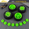 NMNRC Pre-Glued Plastic RC Wheels and Tires 12MM 14MM 17MM Hex Compatible with Arrma Axial RC4WD Redcat Slash 2WD 4X4 Senton Short Course Truck Upgrades Part Green view 3