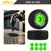 NMNRC Pre-Glued Plastic RC Wheels and Tires 12MM 14MM 17MM Hex Compatible with Arrma Axial RC4WD Redcat Slash 2WD 4X4 Senton Short Course Truck Upgrades Part Green view 4