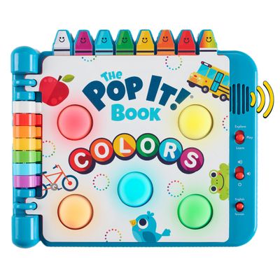 Chuckle & Roar Pop It! Book: Colors Interactive Sensory Learning Book with Bilingual English & Spanish Play, Grow-with-Me Modes, Quiet Mode, Color Learning Toy for Toddlers Ages 14+