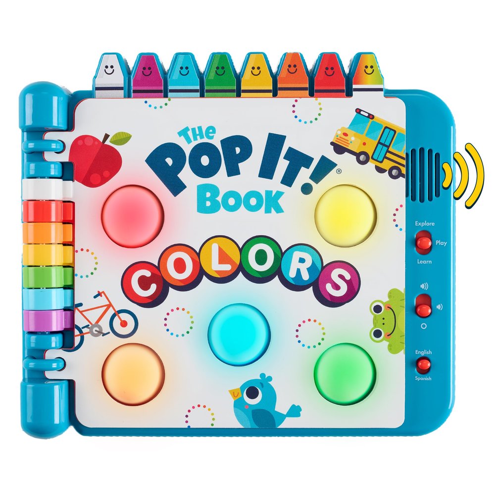 Chuckle & Roar Pop It! Book: Colors  Interactive Sensory Learning Book with Bilingual English & Spanish Play, Grow-with-Me Modes, Quiet Mode, Color Learning Toy for Toddlers Ages 14+