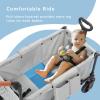 SAFETY CAREYA Stroller Wagon for 4 Kids with Footwell, Foldable All-Terrain Wagon Stroller with Adjustable Push/Pull Handle, Parent Organizer, 5-Point Harness, Ideal for Outdoor Adventures (Gray) view 3