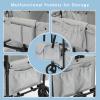 SAFETY CAREYA Stroller Wagon for 4 Kids with Footwell, Foldable All-Terrain Wagon Stroller with Adjustable Push/Pull Handle, Parent Organizer, 5-Point Harness, Ideal for Outdoor Adventures (Gray) view 4