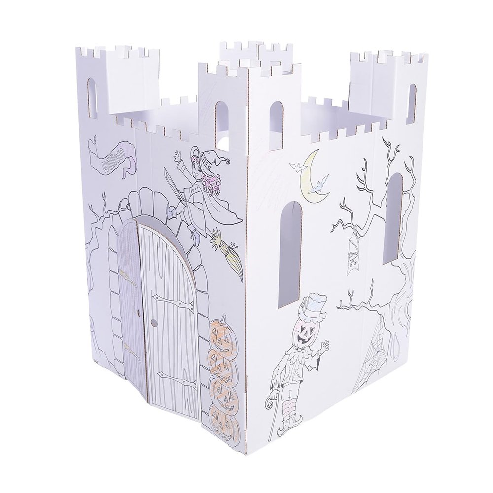 Andersons My Name, My Playhouse! Halloween Castle  Personalized Cardboard Playhouse for Kids Ages 3+, Color-in Activity, Holiday Party Fun, Classroom Craft, Easy Assembly