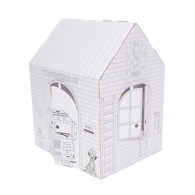 Andersons Brick Fire Station Colorin Cardboard Playhouse for Kids, LifeSize Firefighter Pretend Play House for Coloring, Creative Art Activities, Birthdays, Classrooms and Community Events