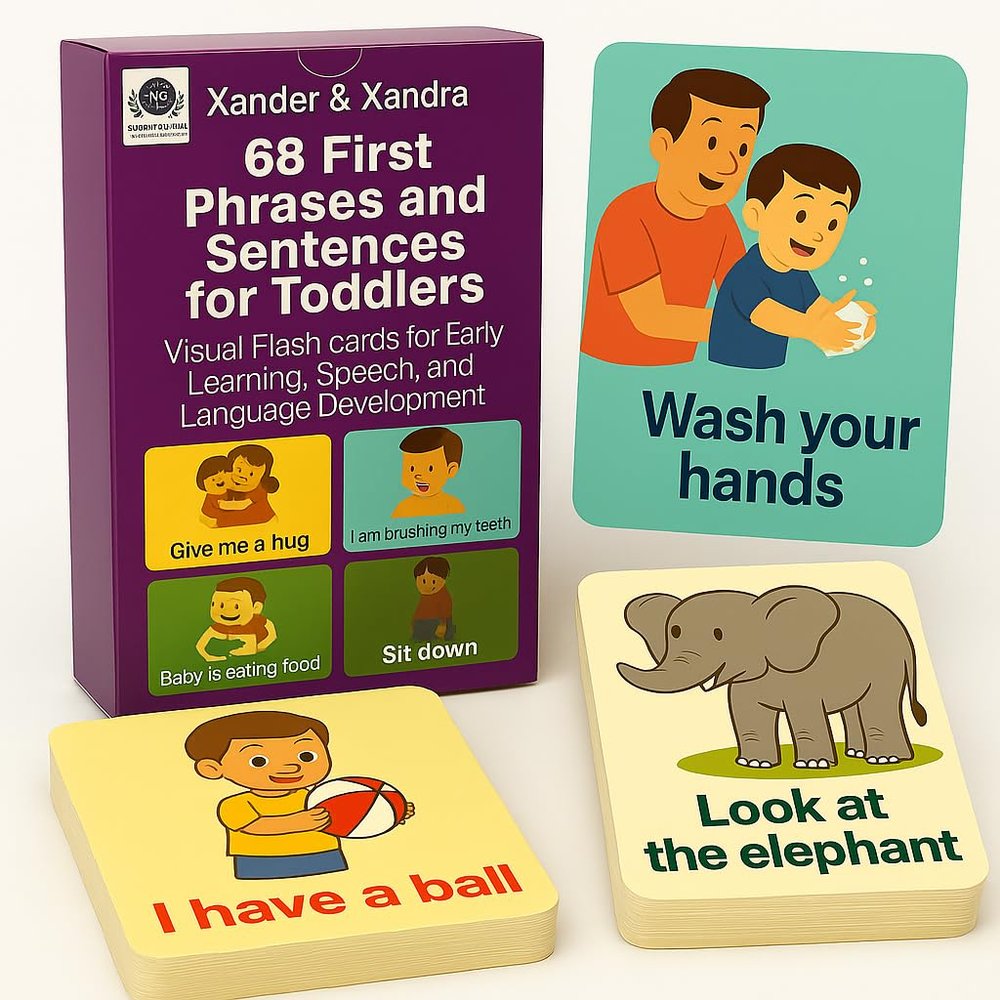 68 First Phrases and Sentences for Toddlers  Recyclable, Durable, Waterproof & Double-Sided Visual Flashcards for Early Learning, Speech & Language Development