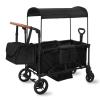 SAFETY CAREYA Stroller Wagon for 4 Kids with Footwell, Foldable All-Terrain Wagon Stroller with Adjustable Push/Pull Handle, Parent Organizer, 5-Point Harness, Ideal for Outdoor Adventures (Black) view 1