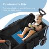 SAFETY CAREYA Stroller Wagon for 4 Kids with Footwell, Foldable All-Terrain Wagon Stroller with Adjustable Push/Pull Handle, Parent Organizer, 5-Point Harness, Ideal for Outdoor Adventures (Black) view 3