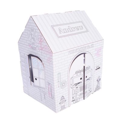 Andersons My Name, My Playhouse! Fire Station, Personalized Lifesize Cardboard Playhouse for Kids Ages 3+, Color-in Activity, Birthday Party, Classroom Craft, Holiday, Easy Assembly