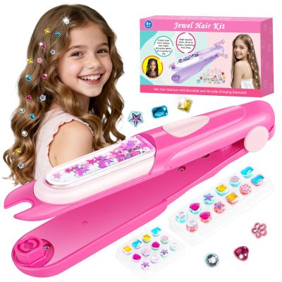 Hair Gem Stamper Kit - Bling Hair Jewels for Girls Toys - Hair Accessories with Reusable Shining Diamonds, Birthday Christmas Gifts for Girls 3 4 5 6 8-12