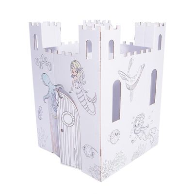 Anderson's Exclusive Underwater Castle, Personalized Cardboard Playhouse, Custom Name, Color-in Activity for Kids Ages 3+, Princess Party, Classroom Craft, from Santa, Easy Assembly