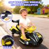 12V Electric Wiggle Car with Pedal, Rechargeable 2-in-1 Swing Car, Drifting Car with Backrests, Anti-Rollover, Spray, Flashing Lights, Music, Bluetooth, for Ages 3 and Up, 150 lbs(Yellow + Black) view 4