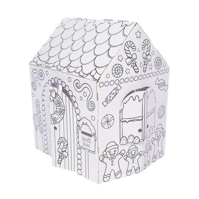 Andersons Holiday Gingerbread House for Kids, Life-Size Color-in Cardboard Playhouse for Christmas Crafts, Pretend Play, Classrooms, Daycare, Photo Booths & Holiday Party Activities