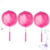 BRIGHTFUFU 3pcs Extendable Fishing Nets for Telescopic Stainless Steel Poles Anti-Slip Rubber Handles Large Pocket Design for Safe Butterfly Insect and Small Fish Catching Outdoors Pink view 2