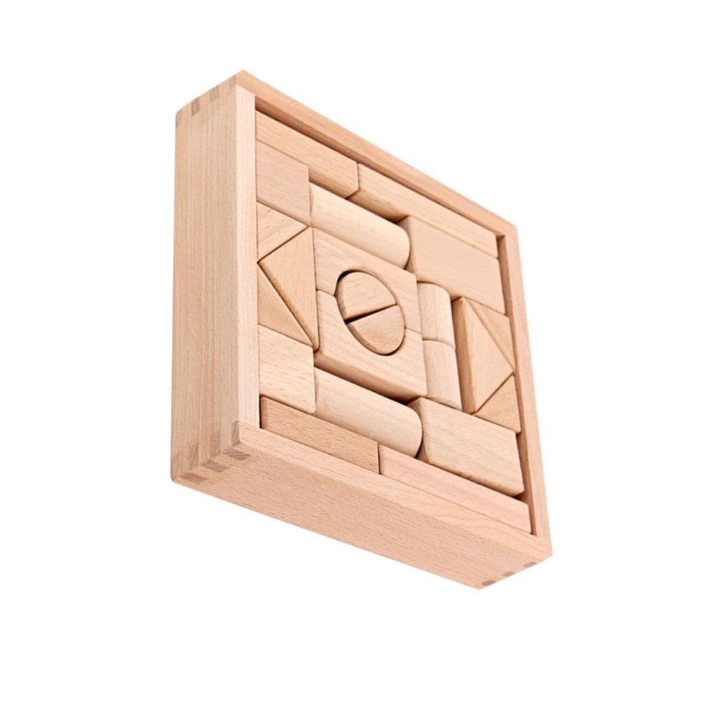 BRIGHTFUFU Educational Wooden Building Blocks for Beech Wood Cognitive Box Safe Non-Toxic Montessori Early Learning Puzzle for Development