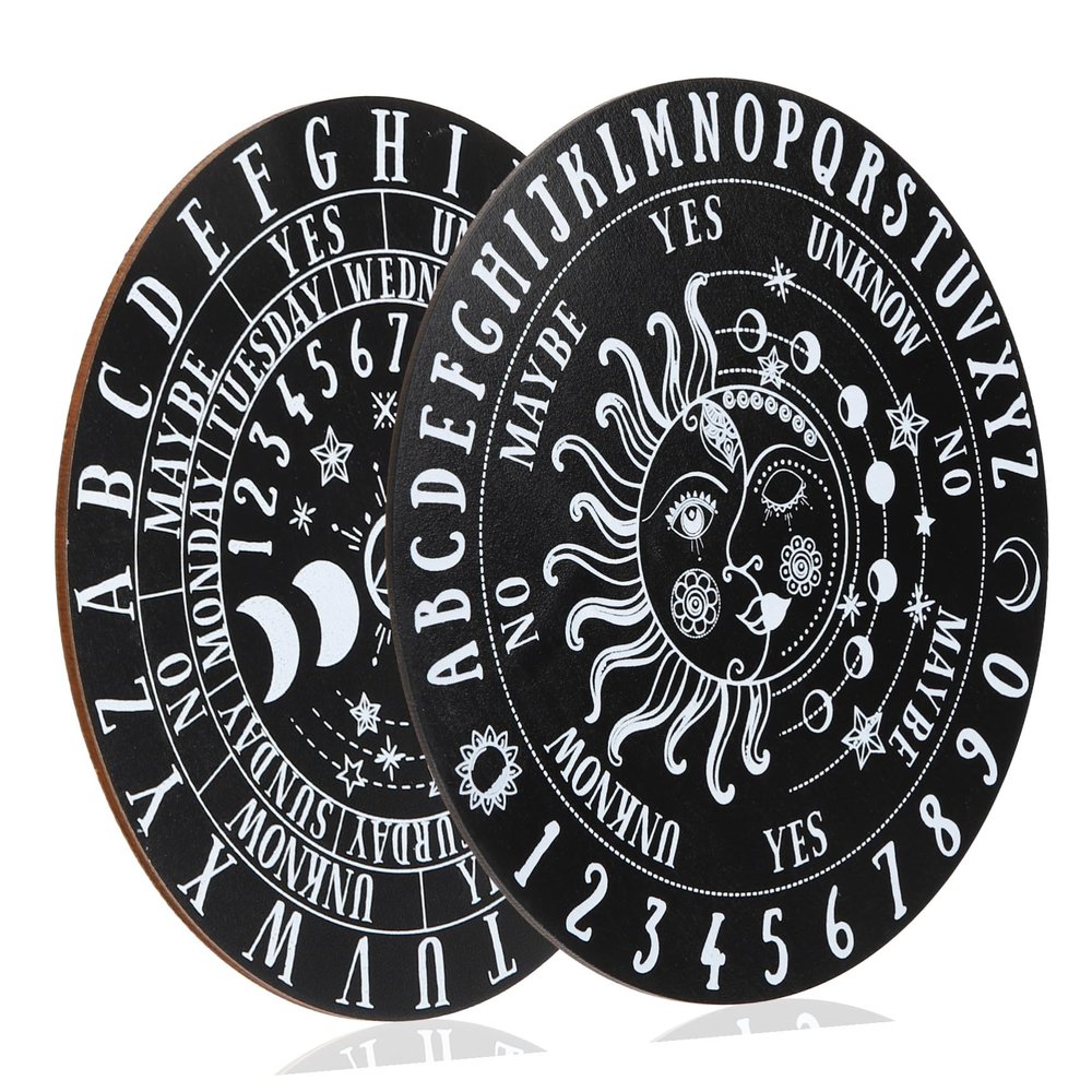 HAKIDZEL 2pcs Wooden Divination Boards with Clear Carving Pattern Pendulum Board Decoration for Meditation and Fortune-Telling Lightweight Energy Ornaments for Counselors and