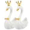 HAKIDZEL 2pcs Resin Swan Figurines Cute Miniature Swan Sculptures Birthday Cake Decorations for Wedding Party Shower Dessert Tabletop Decor view 1