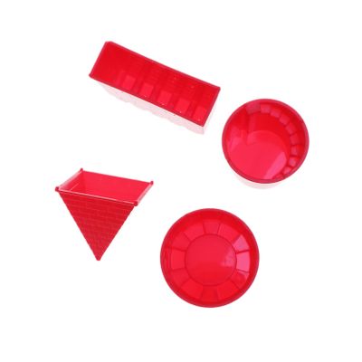 HAKIDZEL 4pcs Beach Set Red Pyramid Castle Sand Molds Safe Plastic Beach Playing Set for Boys and Imaginative Outdoor Fun