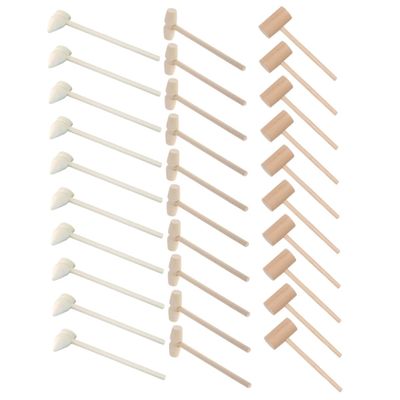 KOMBIUDA 30PCS Natural Wooden Little Hammer Mini Mallets for Lightweight Miniature Beating with Smooth Surface Traditional Craftsmanship Safe for Home Classroom and Cake Shop Use
