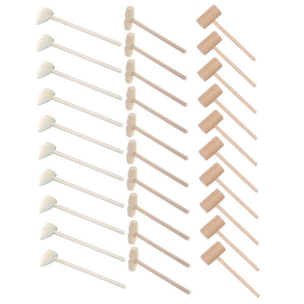 KOMBIUDA 30PCS Natural Wooden Little Hammer Mini Mallets for Lightweight Miniature Beating with Smooth Surface Traditional Craftsmanship Safe for Home Classroom and Cake Shop Use