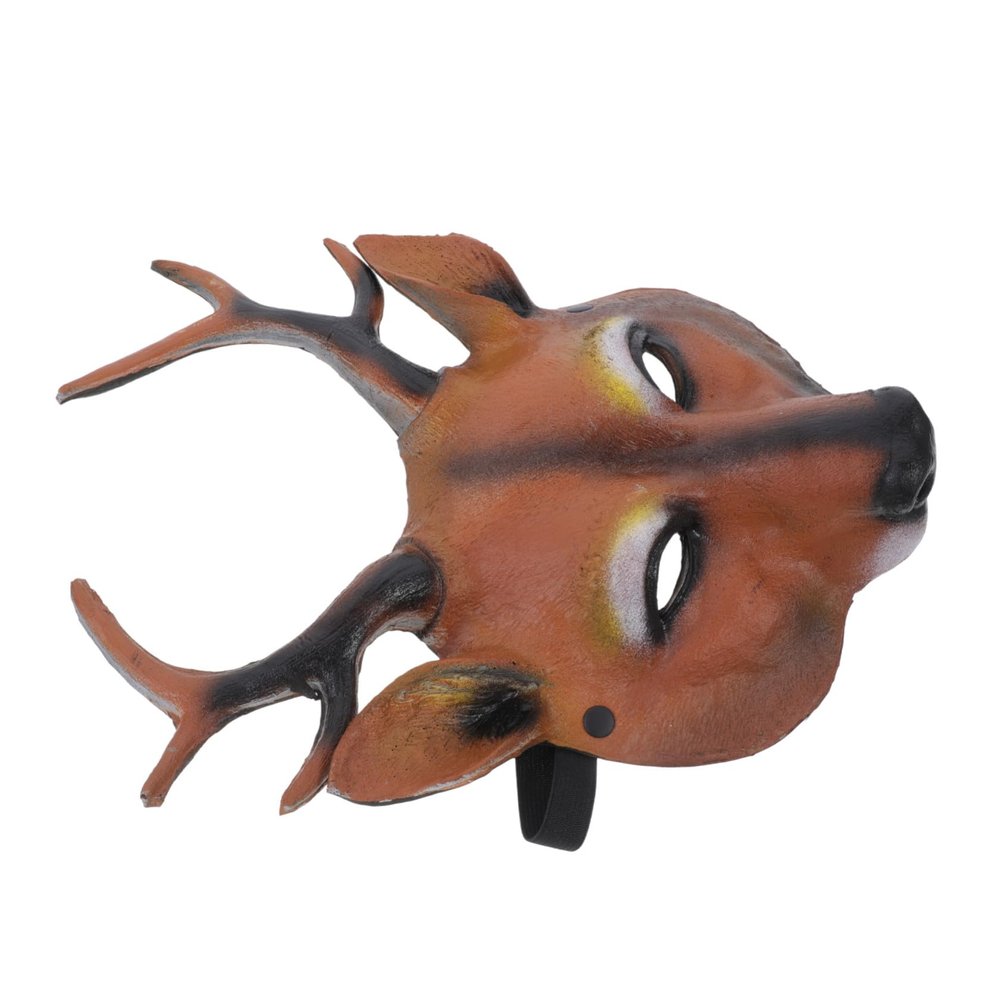 BCOATH PU Deer Face Mask Reusable Animal Mask Party Performance Prop for Halloween Masquerade Festival Costume