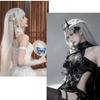 Marianne Cosplay Wig HSIU 70CM silver long hair Synthetic Wig+Wig cap Game NIKKE Cosplay view 2