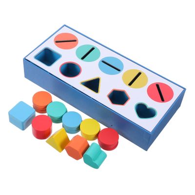 BCOATH 1 Box Wooden Shape Sorting Box Educational Color and Shape Recognition for Fine Motor Skills Development Montessori Geometric Matching Learning Cube