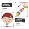 FELTECHELECTR 2Pcs Cartoon Wooden Rattle Handheld Musical Lightweight Safe for Hand Finger Flexibility Development Random Color view 2
