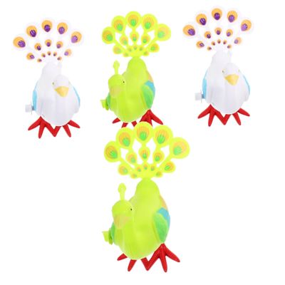 Gogogmee 4pcs Wind-up Clockwork for Portable Jumping Peacock Playthings with Delicate Cartoon Animal Design Lovely and Use Educational for Boys