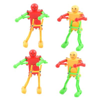 BRIGHTFUFU 4Pcs Plastic Soldier Figurine Manual Winding Walking Desktop Decor Random Colors Small for Coordination and Imagination Development Random Color
