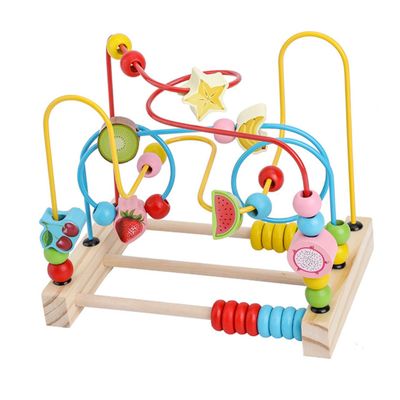 BCOATH Fruit Pattern Wooden Beads Maze for Early Education Interactive Plaything with Safe Non-Toxic Paint and Smooth Edges Random Color for Year Old Boys Random Color