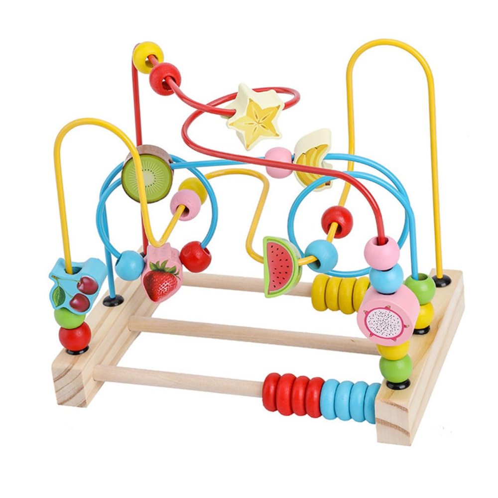 BCOATH Fruit Pattern Wooden Beads Maze for Early Education Interactive Plaything with Safe Non-Toxic Paint and Smooth Edges Random Color for Year Old Boys Random Color