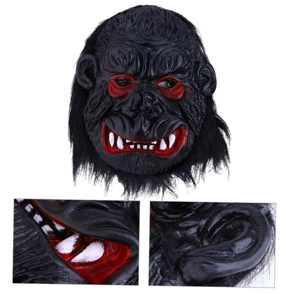 BCOATH Scary Halloween Gorilla Mask with Teeth Black Horror Dress-up Face Cover for Cosplay Party Skin-friendly Environmental Material for Carnival and Costume Events
