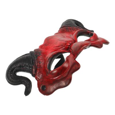 BCOATH Half Face Devil Mask Brown Red Horned Ghostlike Halloween Costume Party Cosplay Mask for Men for Masquerade and Festival Events
