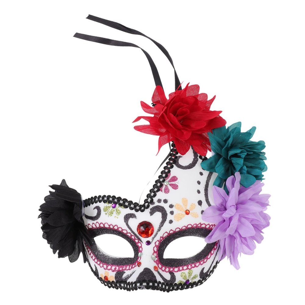 BCOATH Flame Violet Day of the Dead Mask Decorative Face Mask for Halloween Cosplay Party with Unique Chic Design for Men and Women