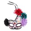 BCOATH Flame Violet Day of the Dead Mask Decorative Face Mask for Halloween Cosplay Party with Unique Chic Design for Men and Women view 1