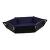 Gogogmee Hexagonal PU Dice Tray Folding Dice Storage Box Desktop Organizer Tray with Snap Corners Capacity Portable Velvet Dark Blue view 1