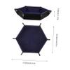 Gogogmee Hexagonal PU Dice Tray Folding Dice Storage Box Desktop Organizer Tray with Snap Corners Capacity Portable Velvet Dark Blue view 2