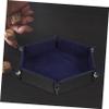 Gogogmee Hexagonal PU Dice Tray Folding Dice Storage Box Desktop Organizer Tray with Snap Corners Capacity Portable Velvet Dark Blue view 3