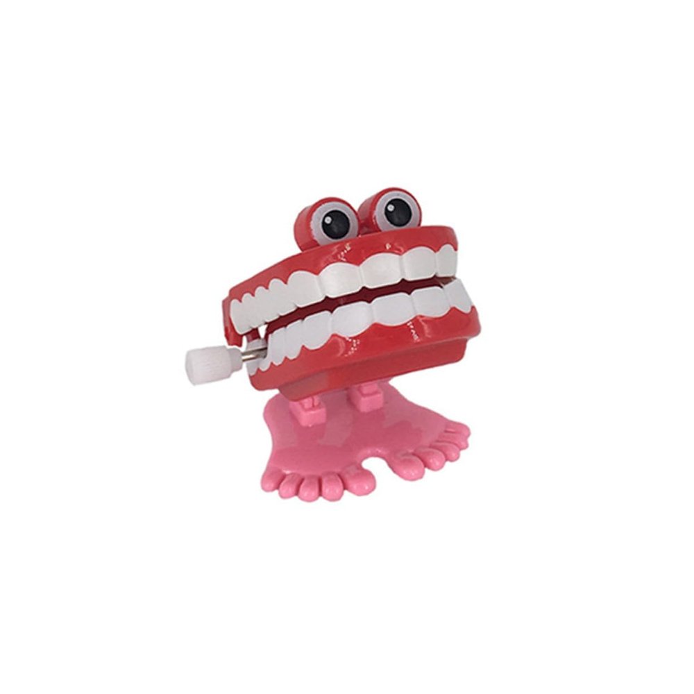 FELTECHELECTR Funny Wind Up Teeth with Eyes and Moving Feet Vibrating Dental for Amusing Wind-up to Cheer Up and Stress Halloween Novelty