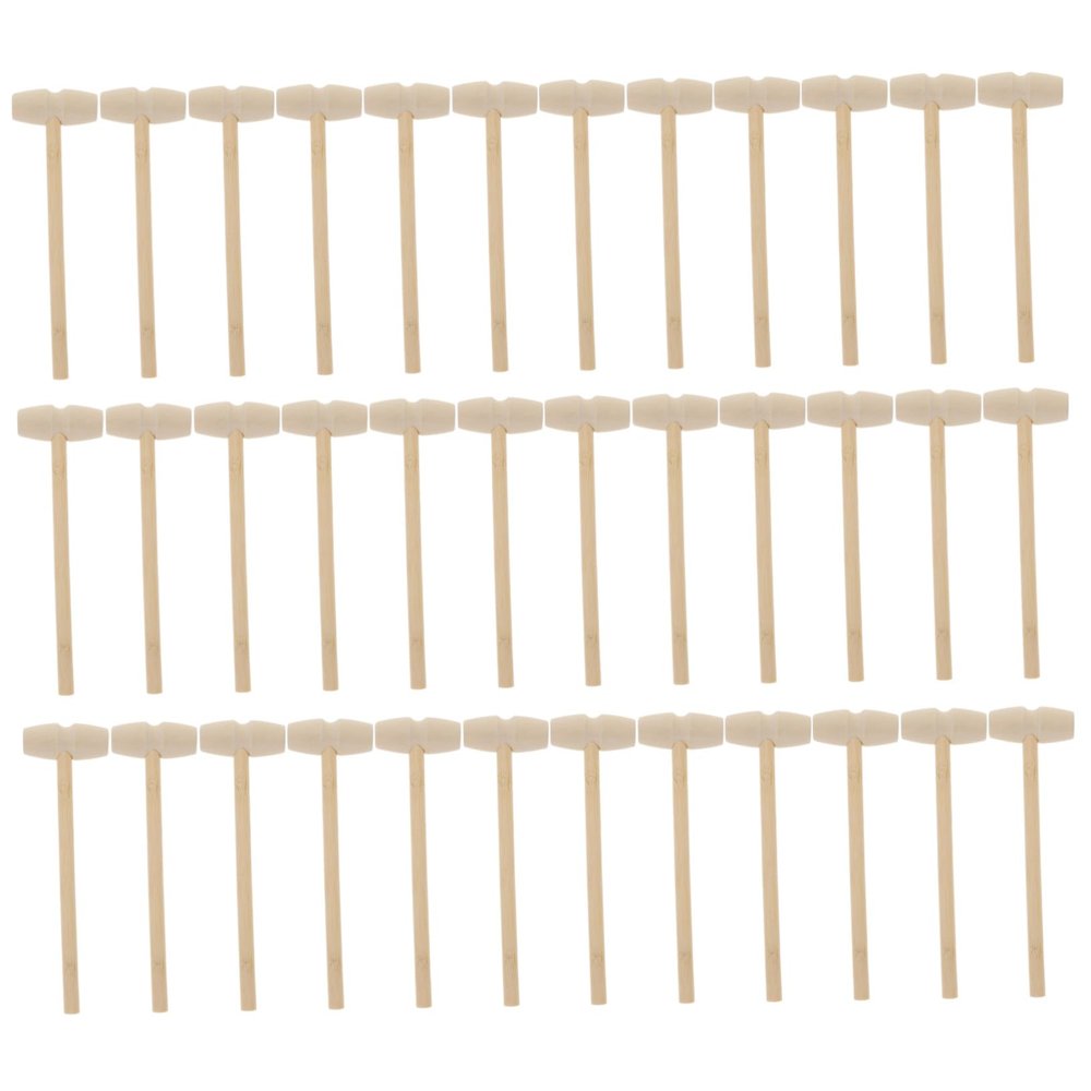 BCOATH 36pcs Wooden Mallet Hammer Natural Wood Mini Hammers for Boys Safe Smooth Finish Educational Interactive Play Tool