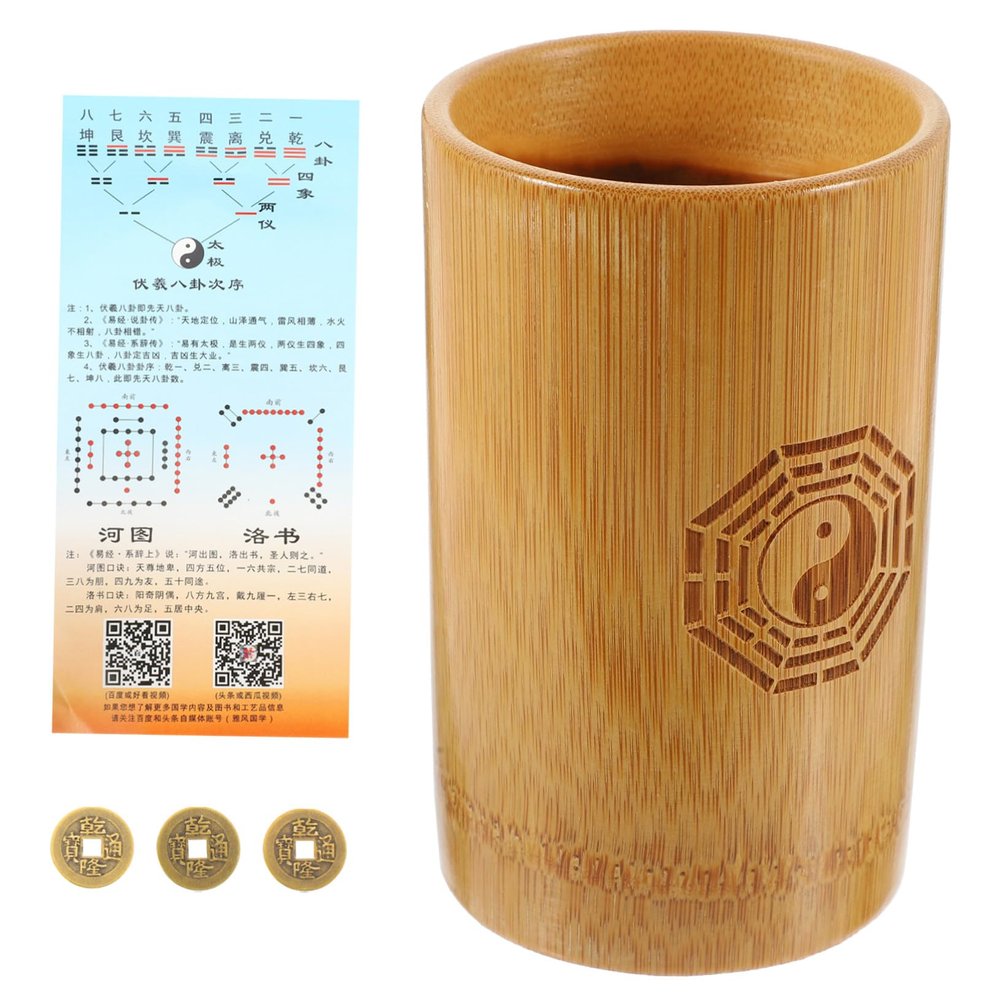 BCOATH Chinese Divination Game Pot with Copper Coins and Premium Bucket Fortune-Telling Prop for Buddhist Decoration Family Gatherings and Chinese Year Fun